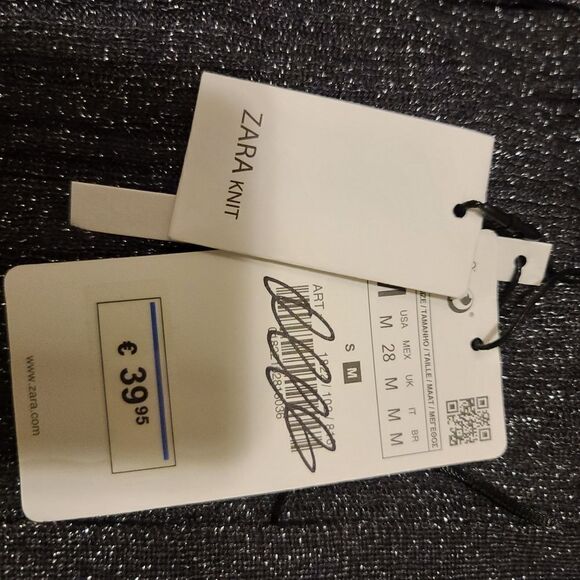 Zara Silver Metallic Knit Cardigan Medium NWT - Picture 5 of 5